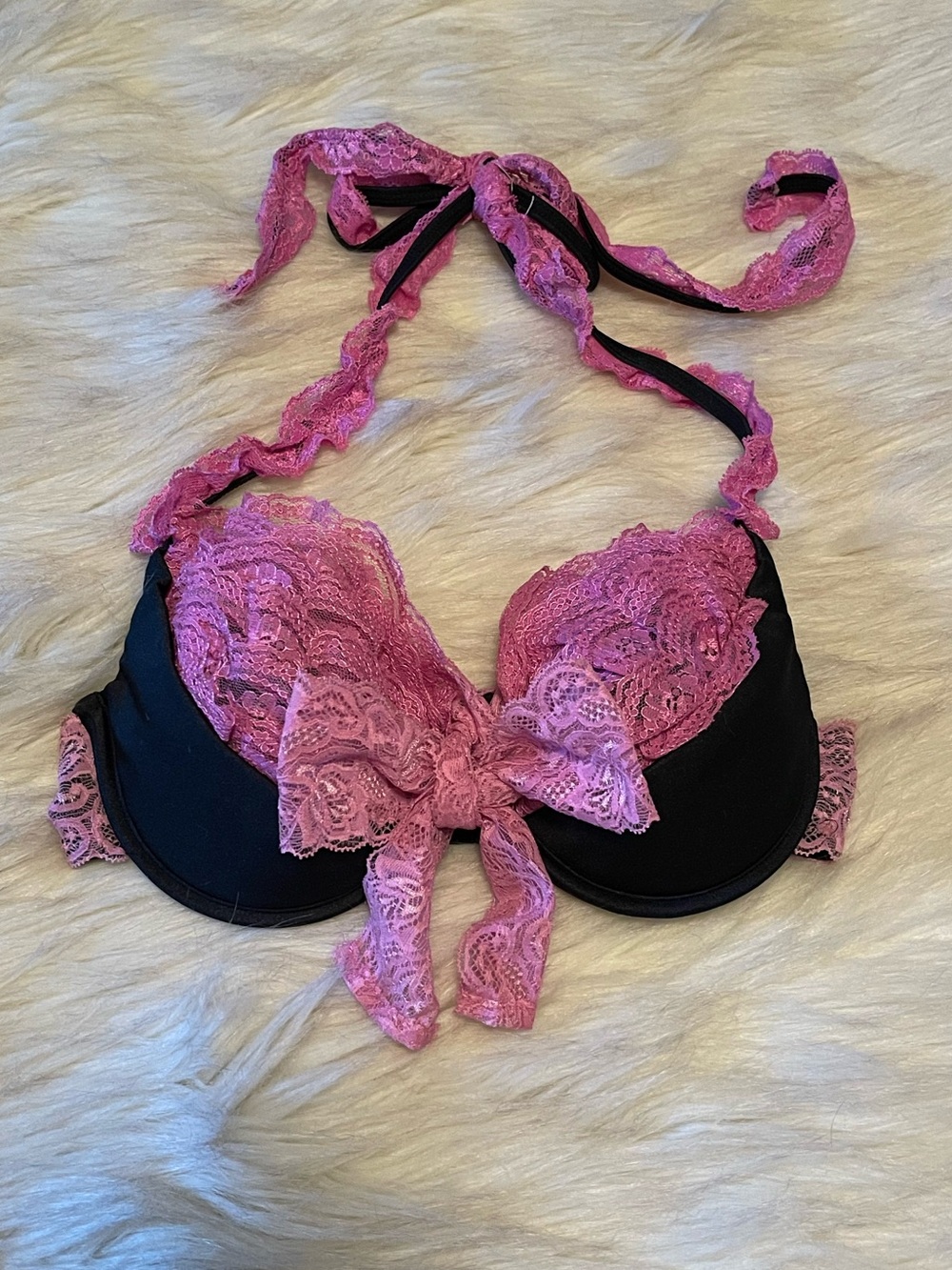 Rare jfashion brand MA*RS black and pink ruffle bra